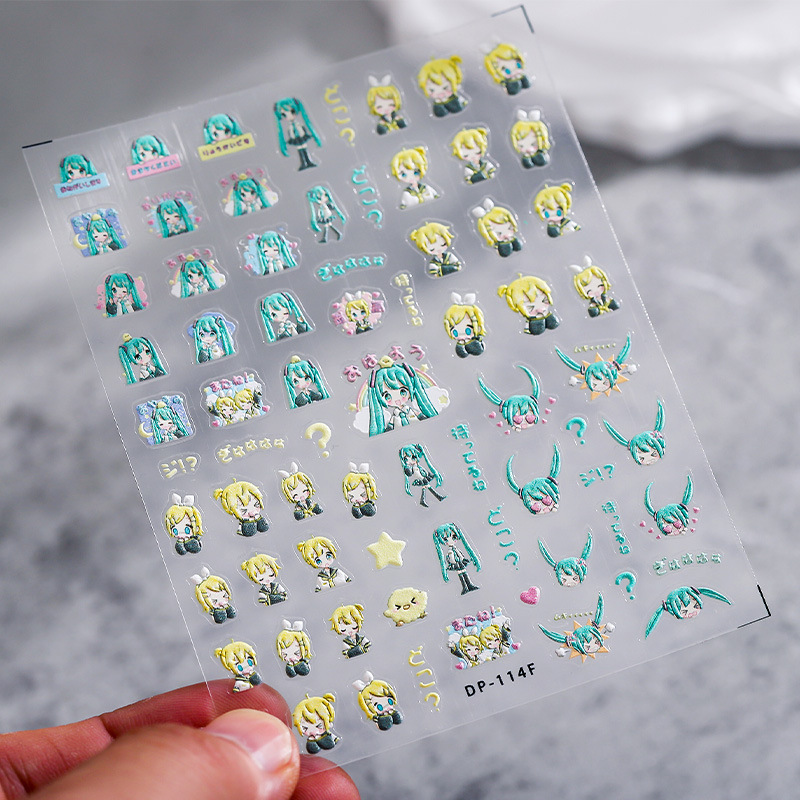 Anime Merchandise Nepal - 1 Stück Hatsune Miku Cartoon Nagelkunst-Aufkleber