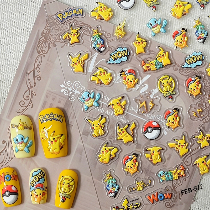 Anime Merchandise Nepal - Cartoon Anime Pikachu Nagelkunst-Aufkleber Notizbuch-Planer-Dekorationen 5D